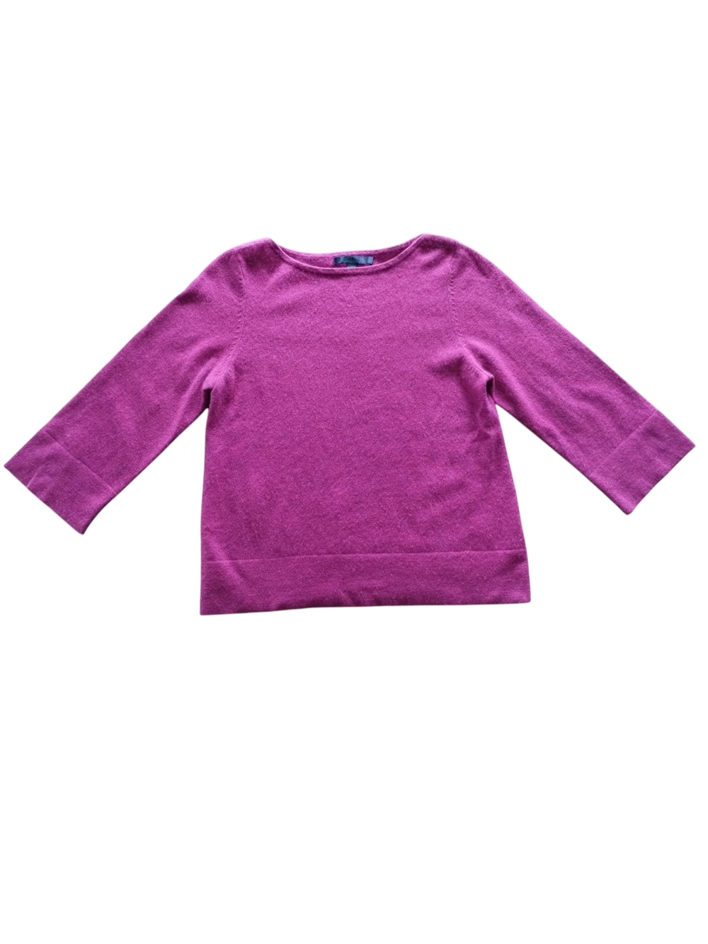 Boden Cashmere Boatneck Sweater Fuchsia 3/4 Sleeve UK 12 - Picture 8 of 9